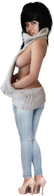 Girl wearing revealing top big boobs PNG clipart