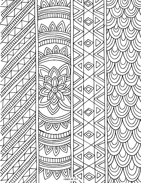 Printable Adult Coloring Page With Patterned Ribbons Large