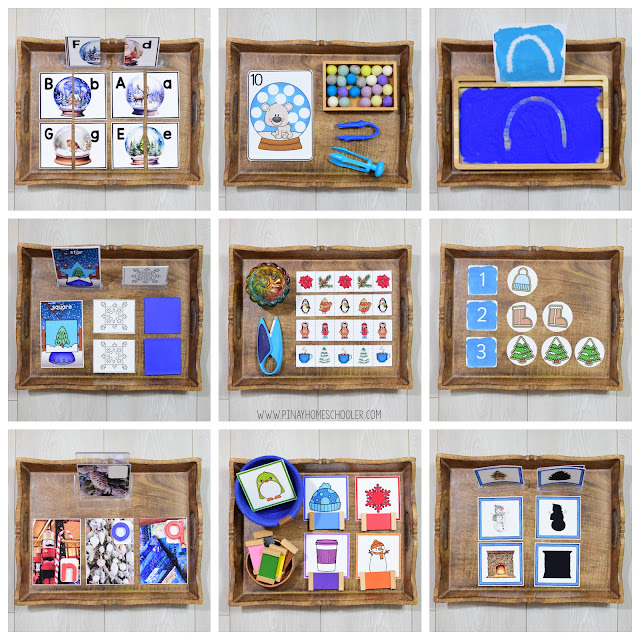 Montessori Winter Toddler Learning Tray Ideas