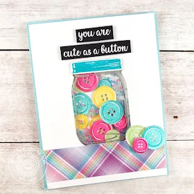 Sunny Studio Stamps: Cute As A Button and Vintage Jar Shaker Card by Amy Yang