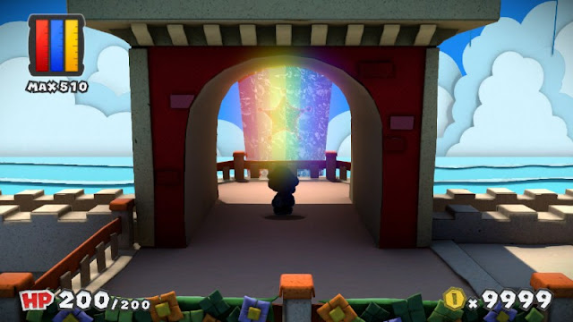 Paper Mario Color Splash Port Prisma fountain rainbow road upper story view alternate