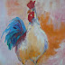 Pretty in Pink, Oil Painting of Rooster, by AZ Artist Amy Whitehouse