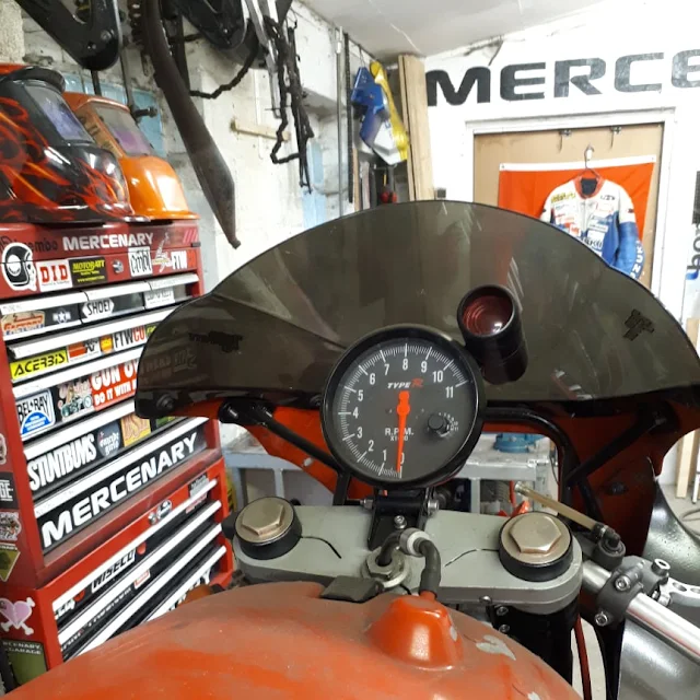 The Mercenary Ducati 900 Superlight drag-bike, awaiting an engine transplant.