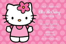Darling free printable Hello Kitty birthday party invitation for girls. Customizable psd file.