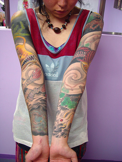 half sleeve tattoo girl. Sleeve Tattoo Designs for