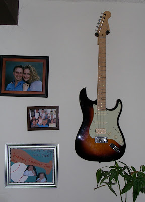 guitar on wall, using guitar hanger