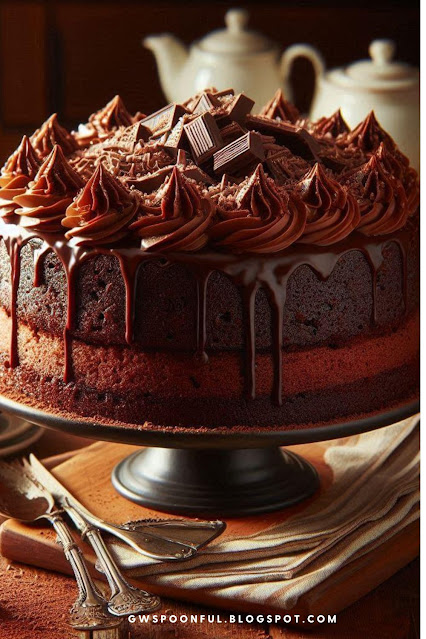 A chocolate cake probed to show the Key Ingredients for German Chocolate Cake