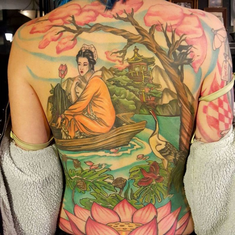 Com Inspiração Asiática Arte De Volta Tatuagens