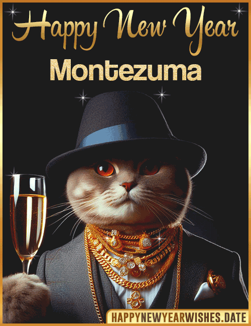 Happy New Year Cat Funny Gif Montezuma