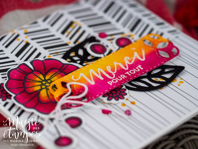 Carte avec le jeu Falling flowers et les framelits Fleurs de mai Stampin' Up!