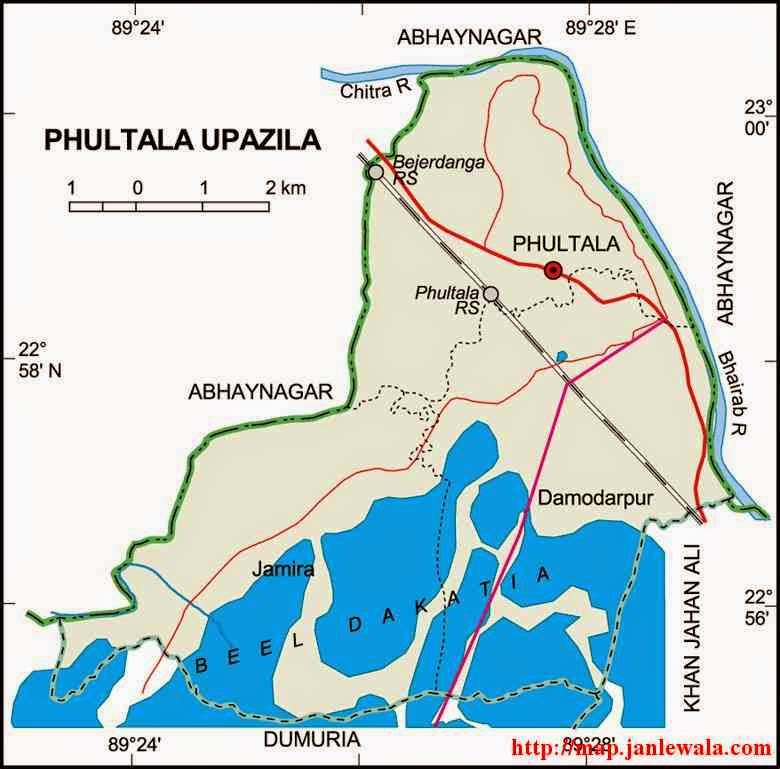 phultala upazila map of bangladesh