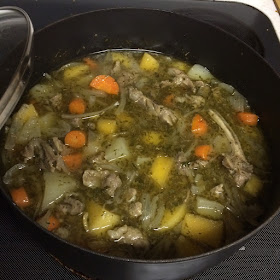 Lamb soup simmering