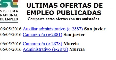 San Javier, Murcia. Lanzadera de Empleo Virtual. Sistema Nacional de Empleo