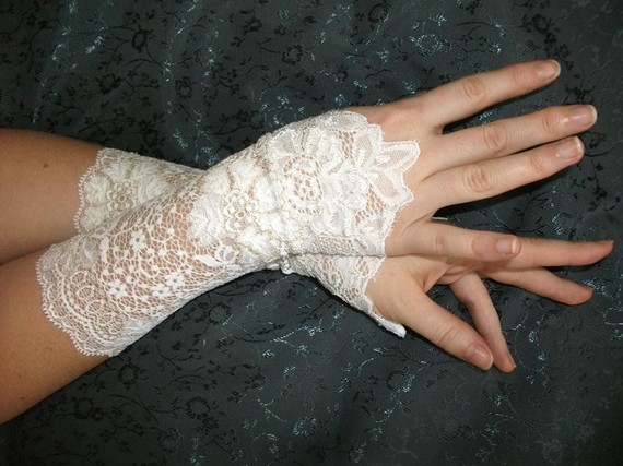 This beautiful Bridal Victorian White French Lace Cuffs was a one of the