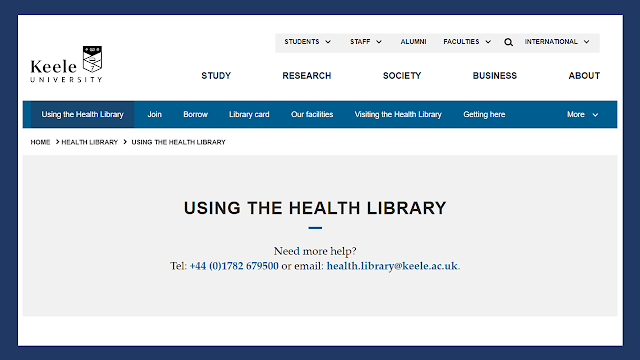 Using the Health Library page, showing the top menu