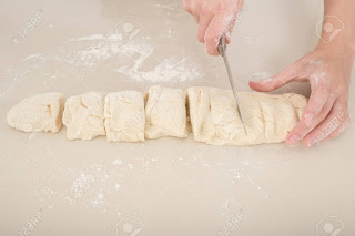 cutting momo dough