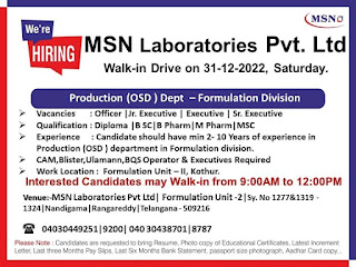 msn laboratories jobs