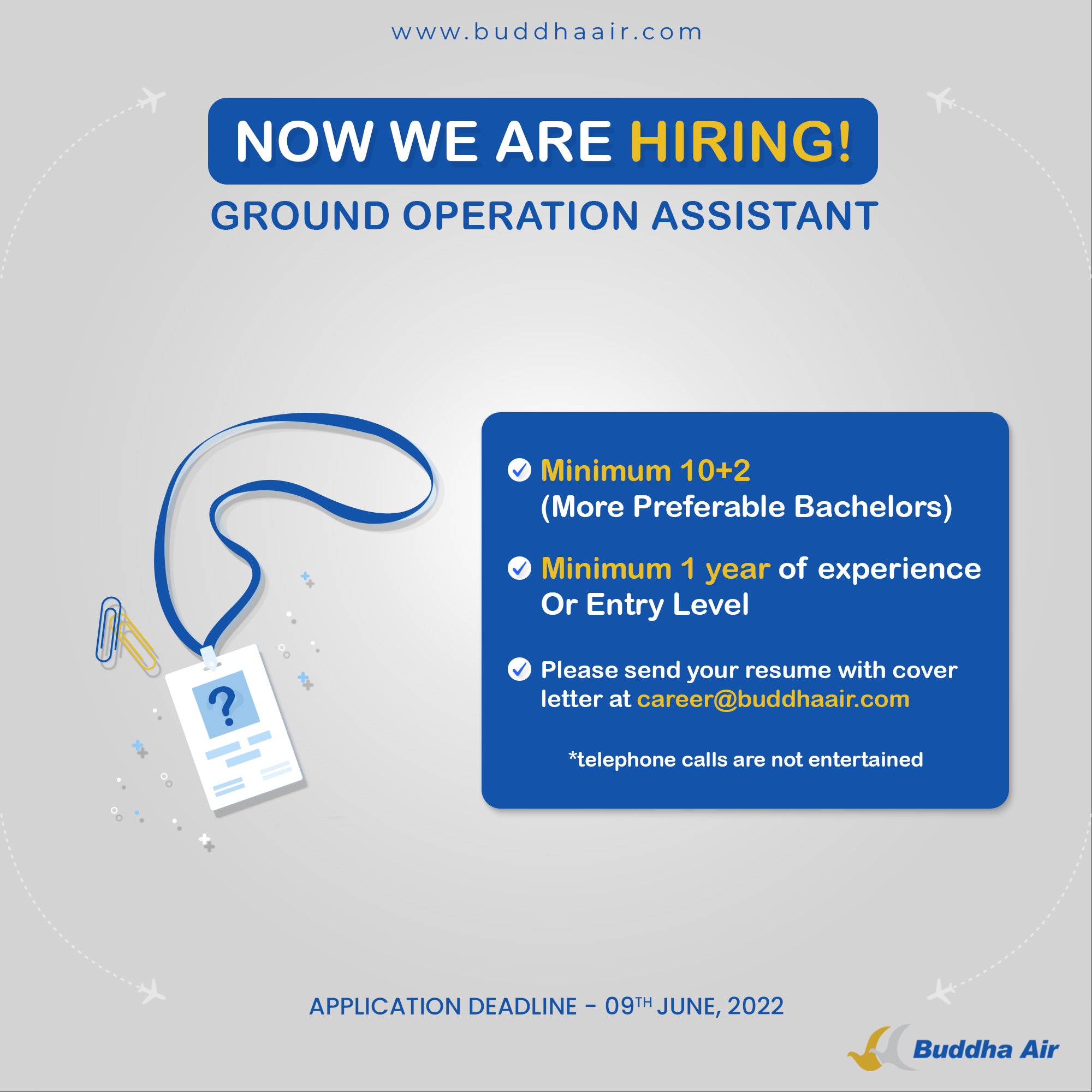 Buddha Airlines Ground Operation Assistant Vacancy