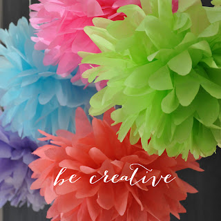 tissue paper pom pom tutorial on Creative Bag's blog