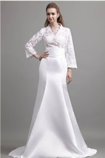 Delicate Trumpet Long-Sleeve Chapel Lace Trimmed Angerlika's Wedding Dress 