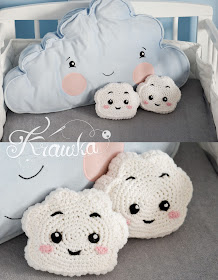 Krawka: crochet cute cloud mini pillow kawaii style free pattern by Krawka