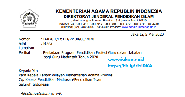 Peniadaan Program PPG dalam Jabatan bagi Guru Madrasah Tahun 2020 jalurppg.id