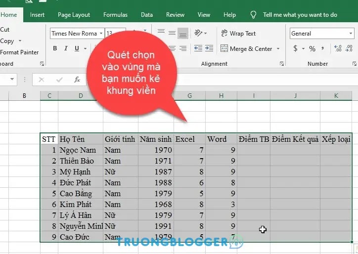 Cách tạo khung viền trong Excel cực kỳ nhanh chóng, đơn giản