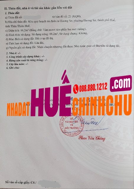 NHÀ ĐẤT HUẾ CHÍNH CHỦ : Bán đất mặt tiền đường Phan Cảnh Kế, KQH Hương Sơ - Nguyễn Văn Linh, TP Huế - 088|880|1212