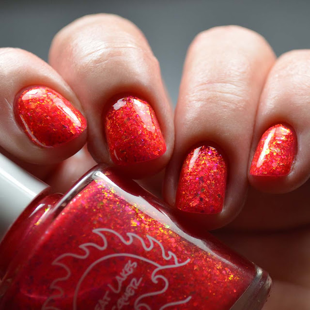 coral flakie nail polish