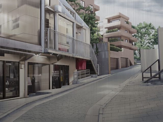 Edified Street on a Hill (Anime Background) (rain)