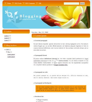 Flower Blogging Blogger Template