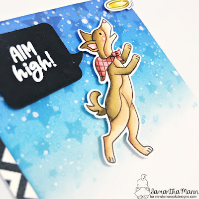 Aim High Card by Samantha Mann for Newton's Nook Designs, Distress Inks, Ink Blending, Stencil, Puppy, Frisbee, Card Making, handmade cards, Cards, heat embossing, #newtonsnook #newtonsnookdesigns, #encouragement #papercrafts #distressinks #cardmaking #papercrafts