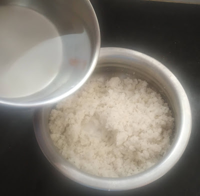Adding water to flour