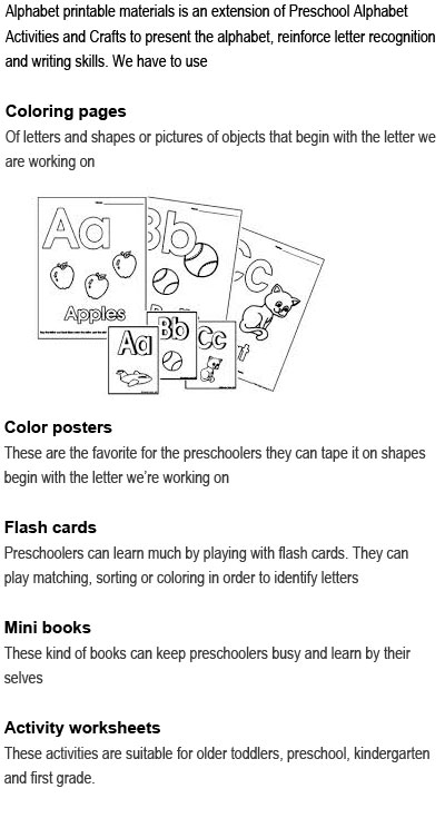 Printable activities for preschoolers