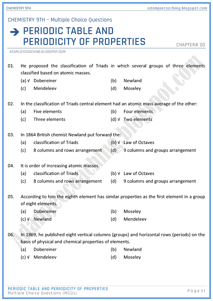 periodic-table-and-periodicity-of-properties-mcqs-chemistry-9th