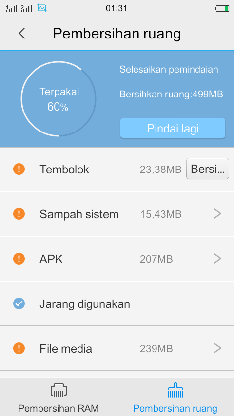 cara membersihkan ram di vivo y15