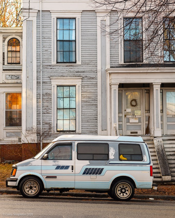 Portland, Maine USA March 2020 photo by Corey Templeton. A matching Astrovan and house on Danforth Street.