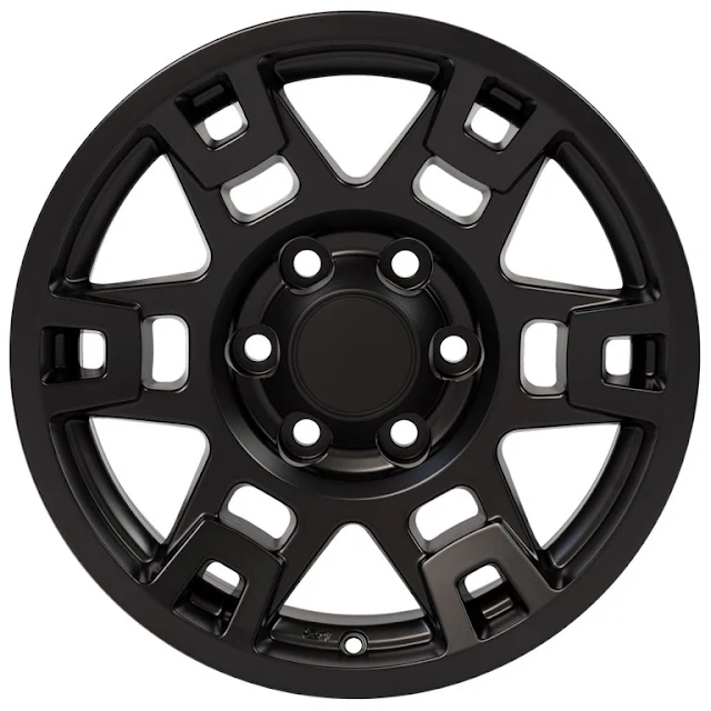 17x7 - 4mm offset - Matte Black Wheels Fits Toyota Trucks - 4Runner H Spoke TRD Style Black Rims, Hollander 75167 - SET of 4 (REPLICA)