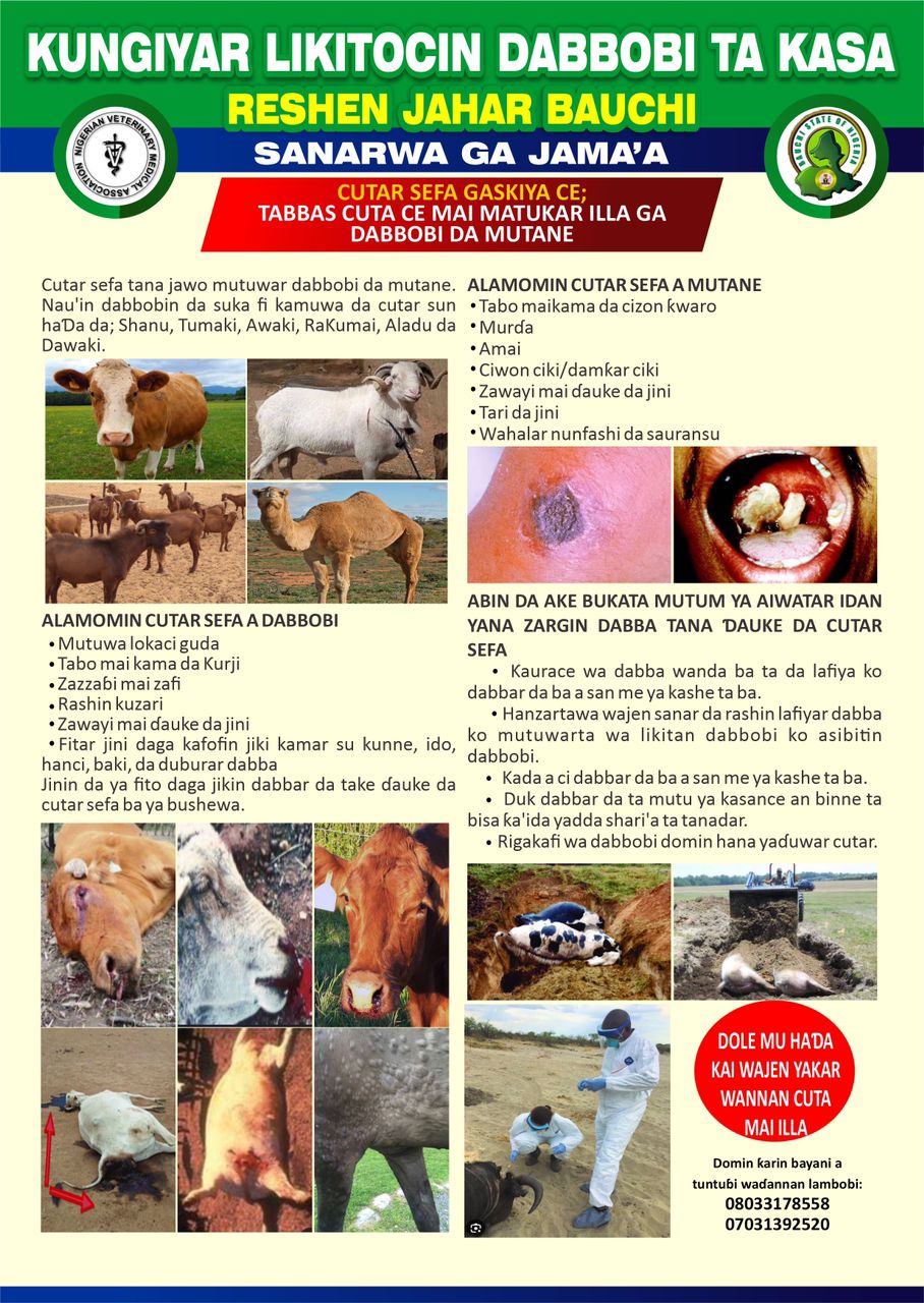 Cutar Sefa Gaskiya Ce; Tabbas Cuta Ce Mai Matuƙar Illa Ga Dabbobi Da Mutane