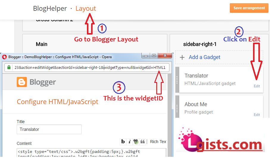 How to know Widget ID in Blogger