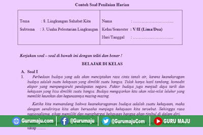 Soal UH / PH Kelas 5 Tema 8 Kurikulum 2013 Revisi Tahun 2019