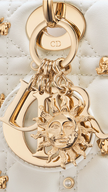 ♦Lady Dior small latte My ABCDior cannage lambskin bag with gold-finish Zodiac sign studs #brilliantluxury