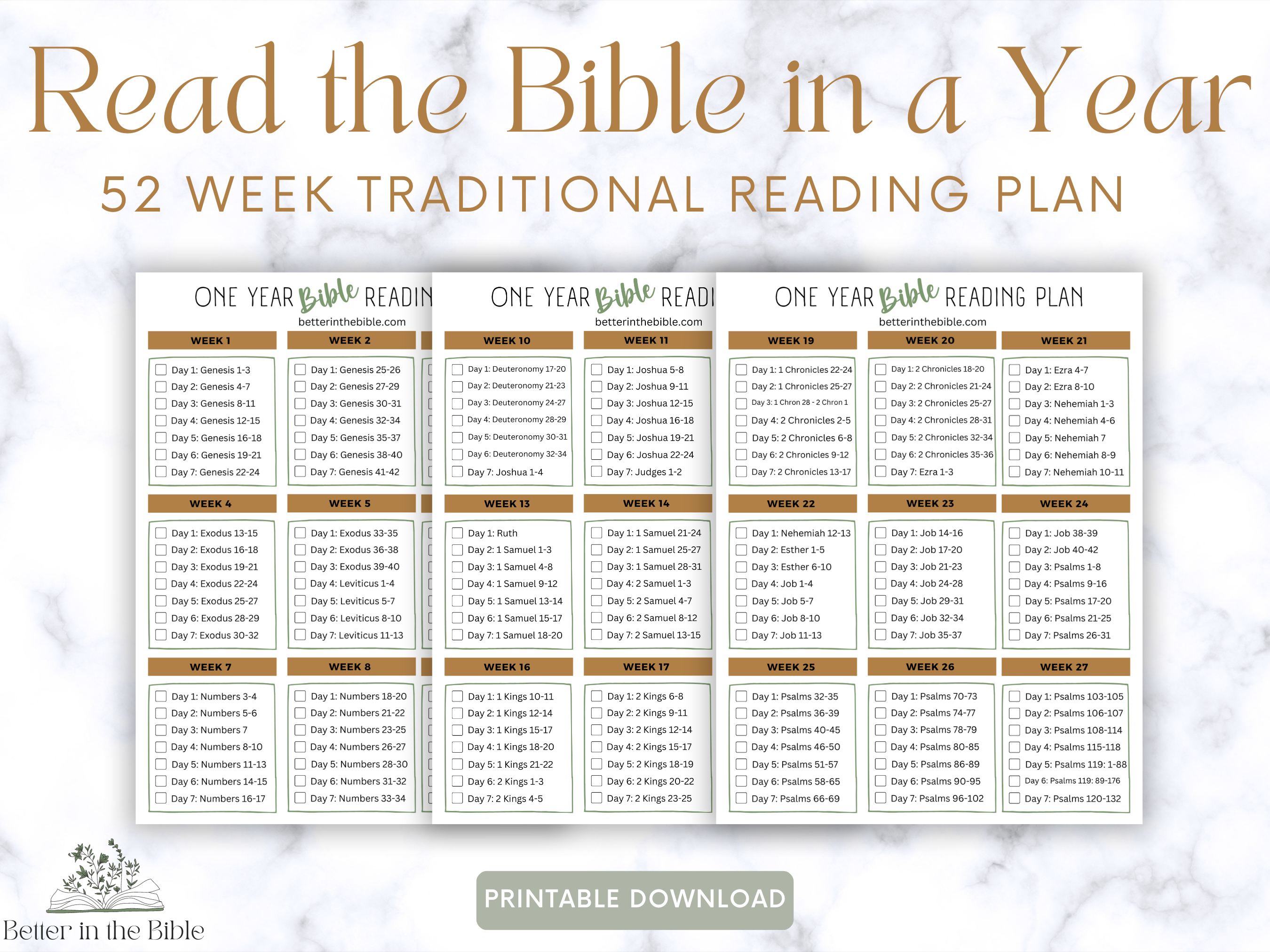 Read The Bible in a Year Chart