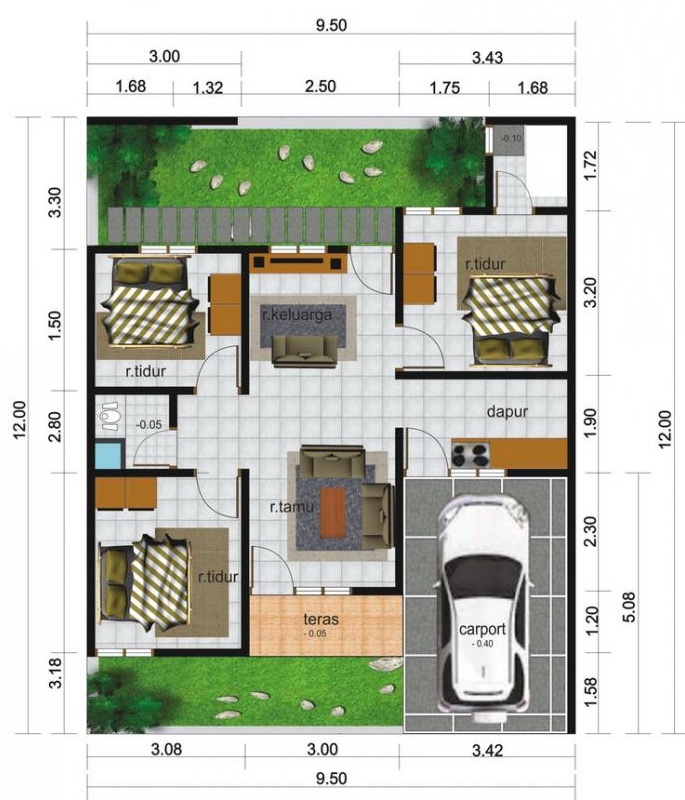 14 Denah  Rumah  Minimalis 3  Kamar  Tidur Rumahku Unik