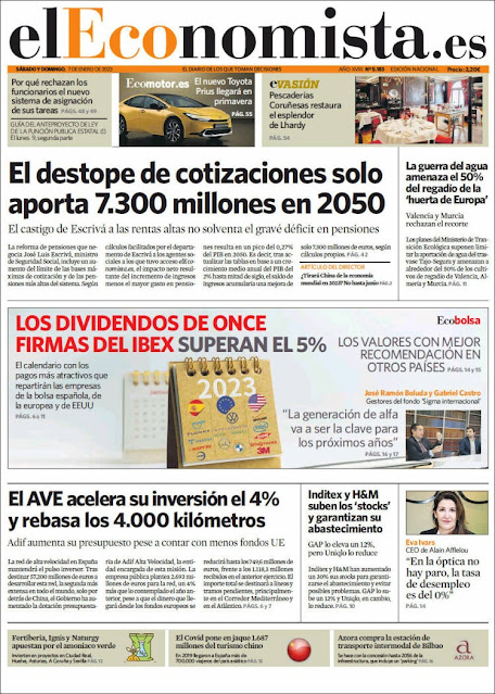 EL ECONOMISTA  Portada  Fin de Semana Sábado y Domingo,   7 y 8 de Enero de 2023