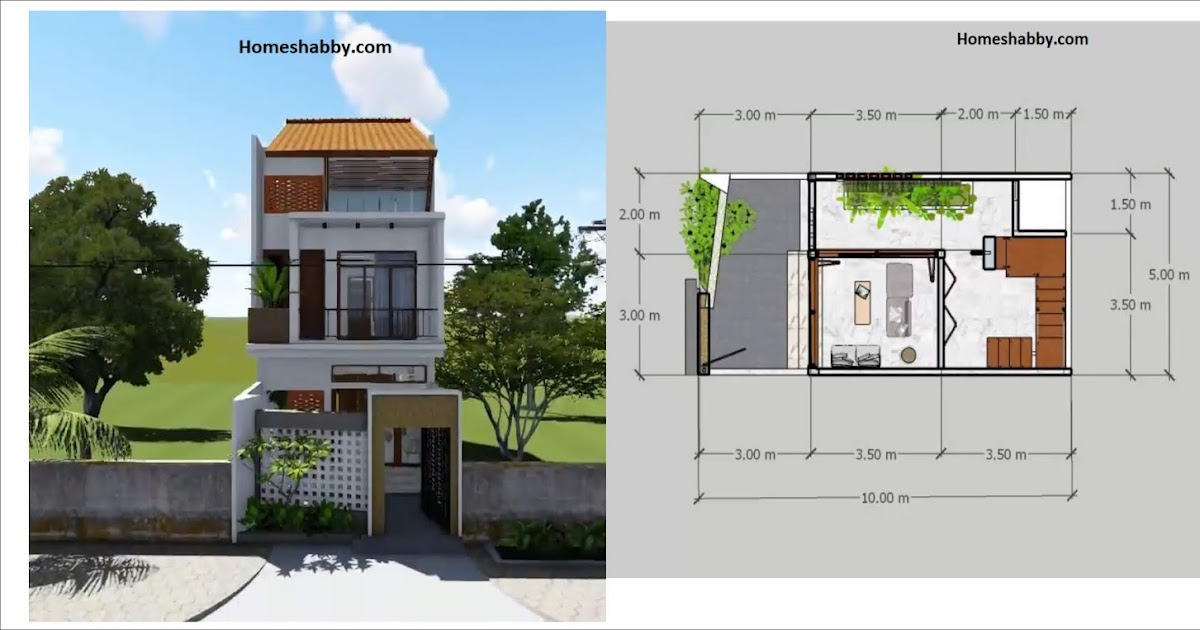 Desain dan Denah  Rumah  Mewah  Ukuran 5 x  10  Split Level 