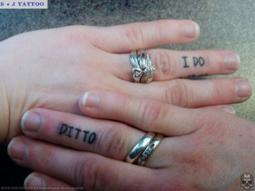 Lots of people choose to get a wedding band tattooed, but these may also be 