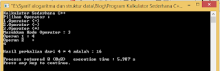 Program Kalkulator Sederhana C++