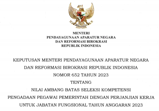 Passing Grade Seleksi PPPK Jabatan Fungsional Tahun 2023