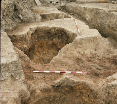 Excavations at Castleford showing evidence of post-holds for timber foundations